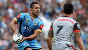 Jarryd Hayne playing for the Gold Coast Titans in the NRL.