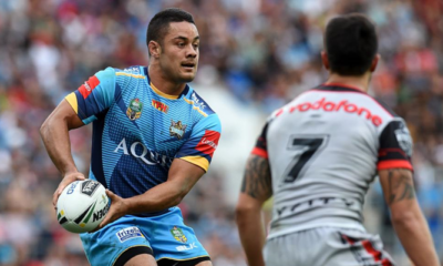 Jarryd Hayne playing for the Gold Coast Titans in the NRL.
