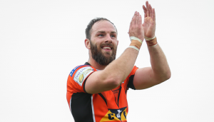 Luke Gale claps the Castleford Tigers supporters at the Mend-A-Hose Jungle.