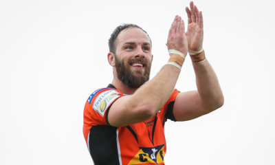 Luke Gale claps the Castleford Tigers supporters at the Mend-A-Hose Jungle.