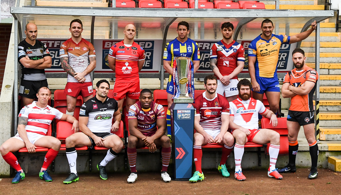 Players from all 12 Super League teams pose for a picture ahead of the 2017 season.