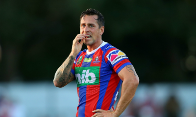 Super League Grand FInalist Mitchell Pearce while playing for Newcastle Knights, before joining Catalans Dragons