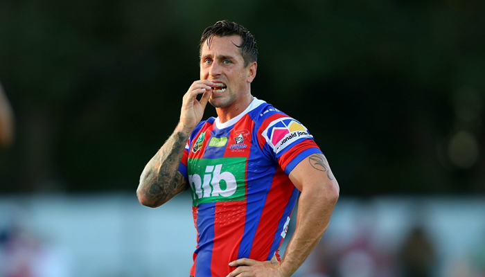 Super League Grand FInalist Mitchell Pearce while playing for Newcastle Knights, before joining Catalans Dragons