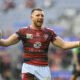 Jackson Hastings (31) of Wigan Warriors apples to referee Marcus Griffiths