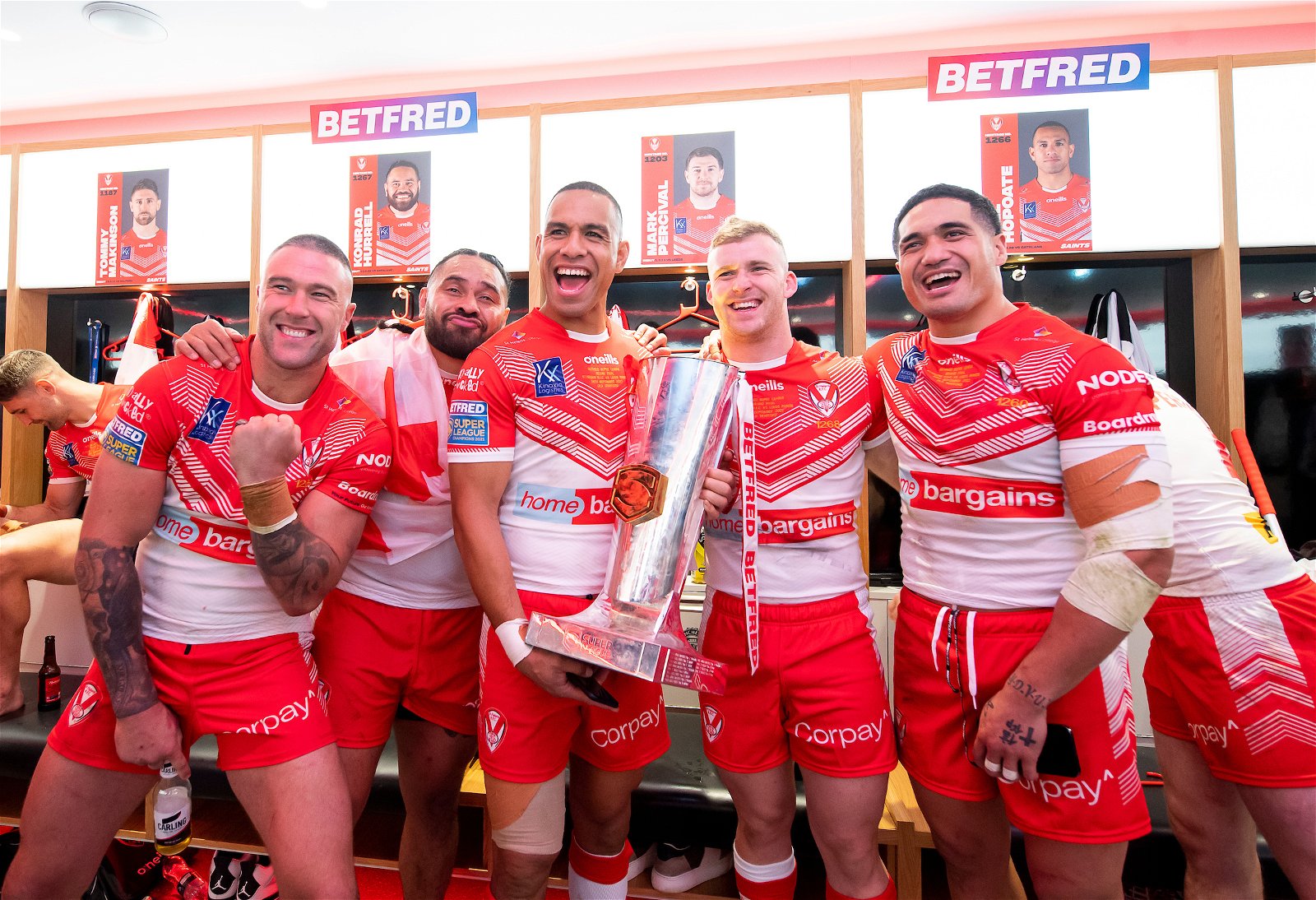 St Helens star Will Hopoate and his teammates
