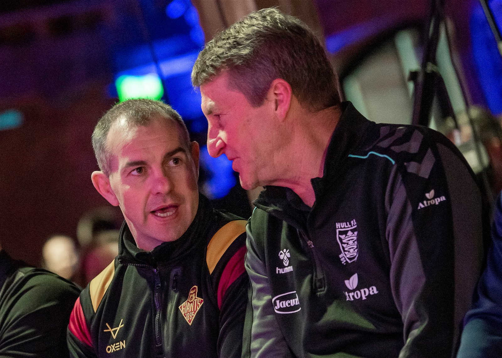 Hull FC head coach Tony Smith with Huddersfield Giants head coach Ian Watson