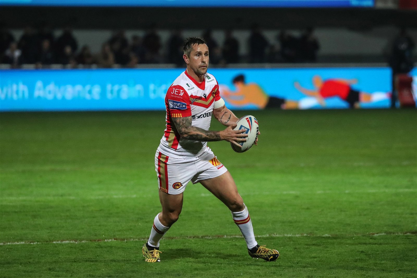 Former NRL champion Mitchell Pearce playing for Catalans Dragons