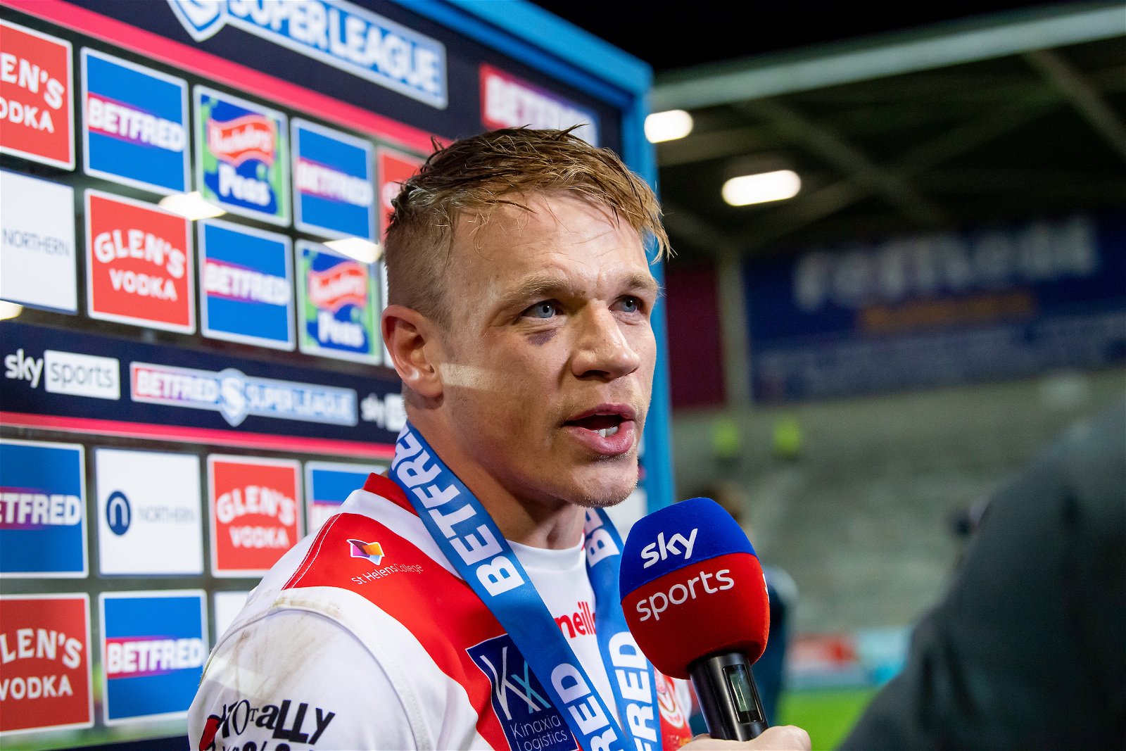 Jonny Lomax earning Man of the Match honours for St Helens. Picture by Allan McKenzie/SWpix.com - 20/04/2023