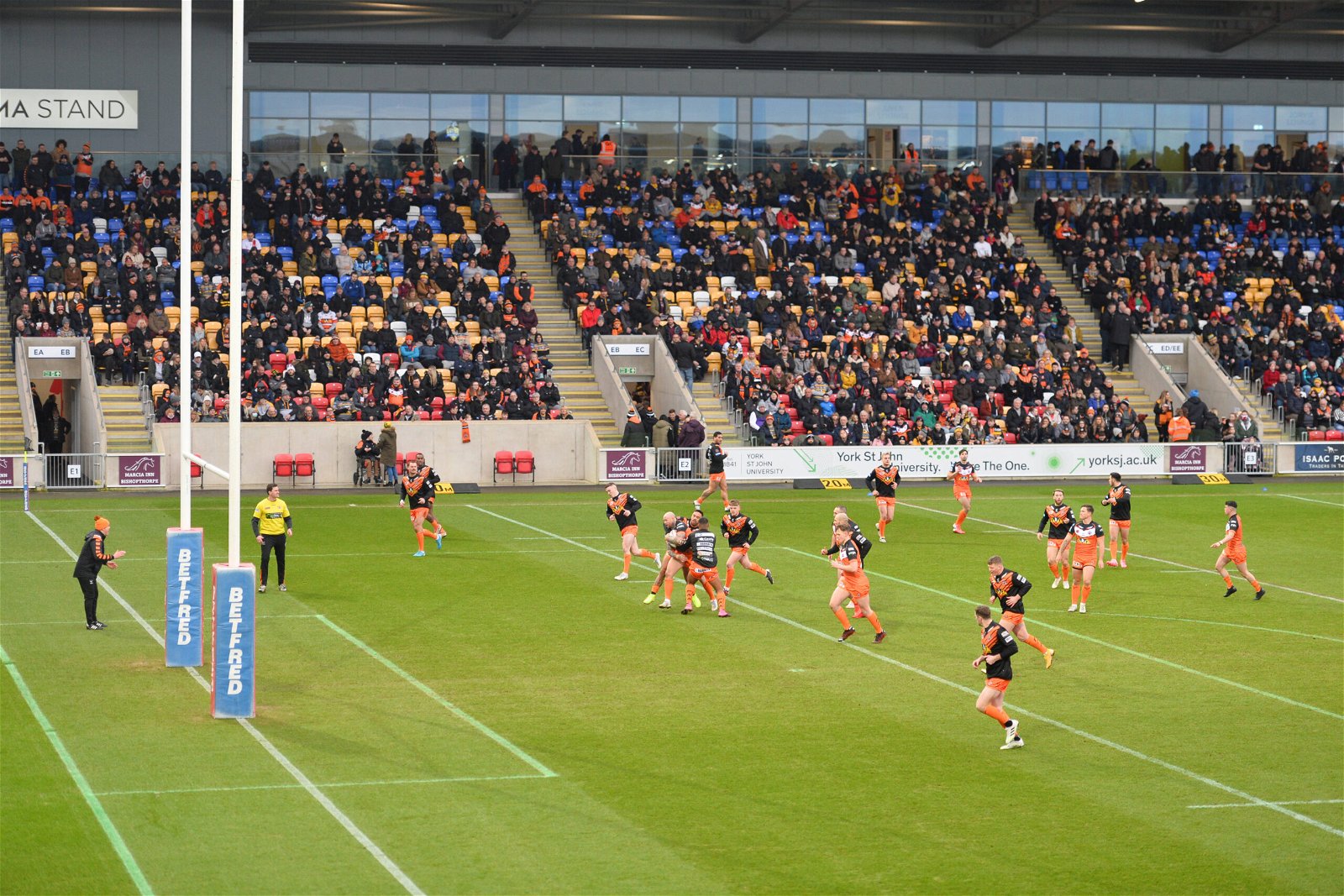 LNER Community Stadium, York, England - A general view as Castleford Tigers warm up 