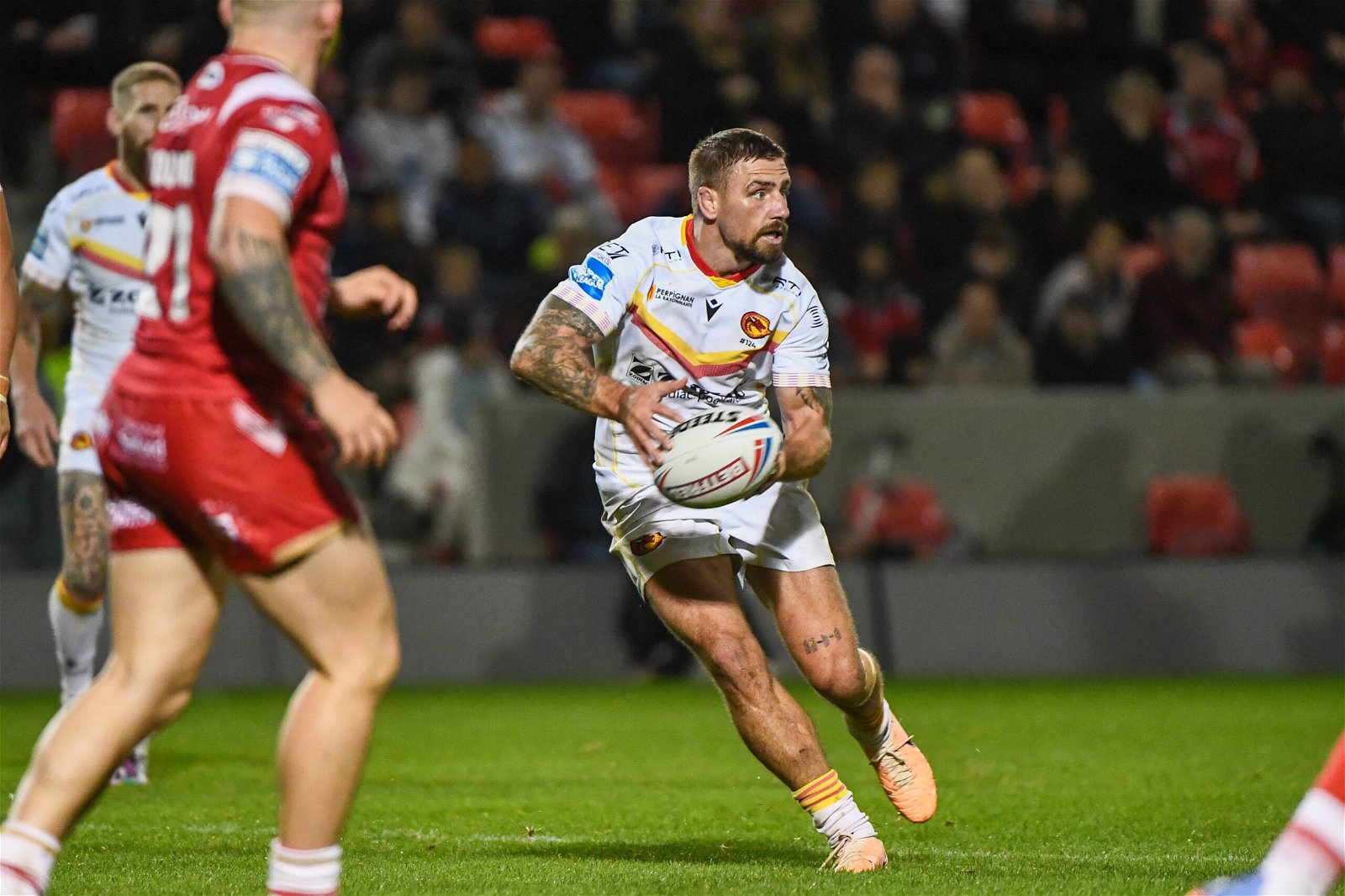 Micky McIlorum was sent off for Catalans Dragons with the first tackle of the second-half against Warrington Wolves.