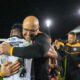 Castleford Tigers' Craig Lingard celebrates his side's victory over Salford Red Devils