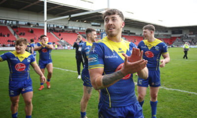 Warrington Wolves Matty Ashton applauds the fans after the game England