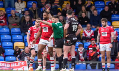 Super League disciplinary: Referee Aaron Moore showing King Vuniyayawa of Salford the red card