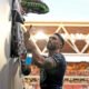 Shaun Johnson of the Warriors signs autographs for fans. One New Zealand Warriors v Penrith Panthers, Round 10 (Magic Round) of the NRL Premiership