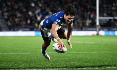 Dallin Watene-Zelezniak scores a try for New Zealand Warriors. He could make a Super League switch.