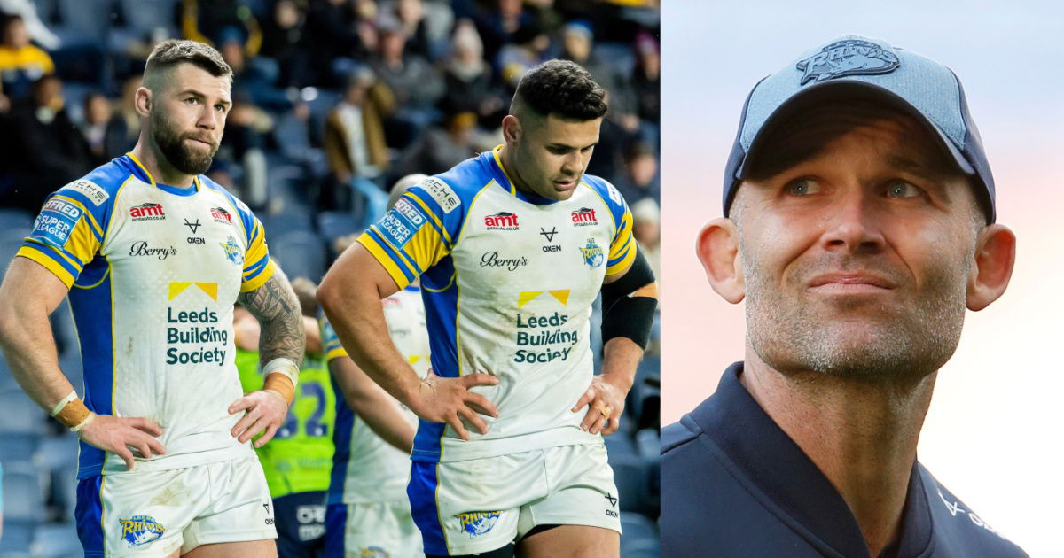 Leeds Rhinos players and heach coach Rohan Smith