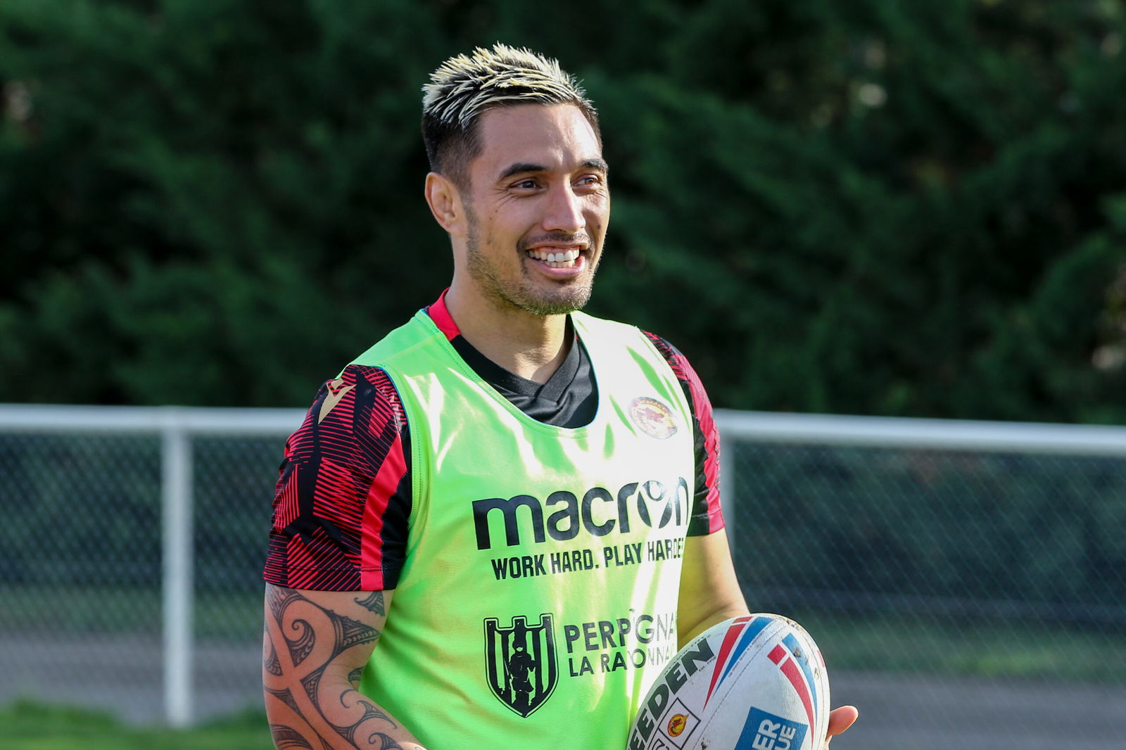 Dean Whare in the Catalans Dragons Super League training kit