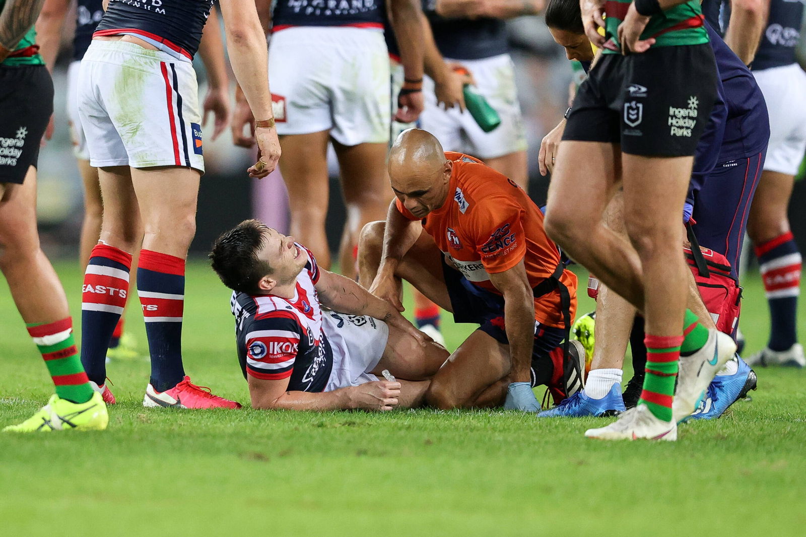 Luke Keary down injured. Super League