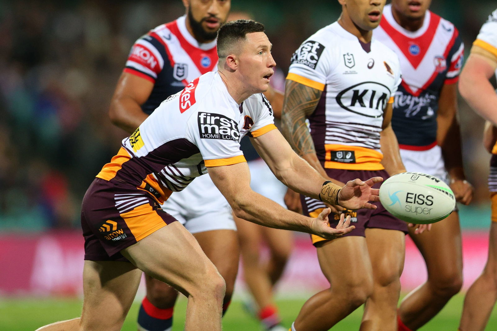 Tyson Gamble of NRL passes the ball.