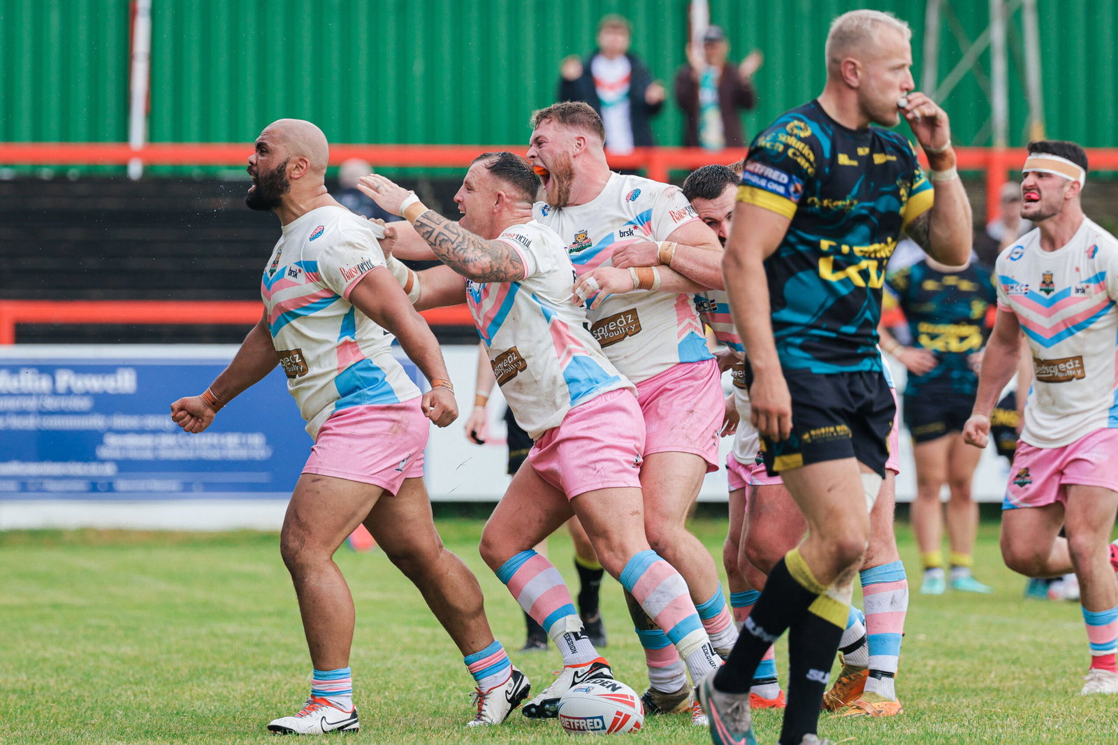 Keighley Cougars celebrate a try