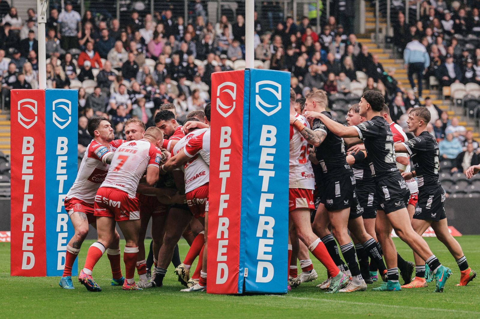 Players fight in the Hull derby