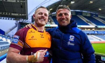 Burgess brothers Tom and Sam following the match between Huddersfield and Warrington