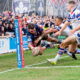 St Helens winger Kyle Feldt scoring a try in the corner