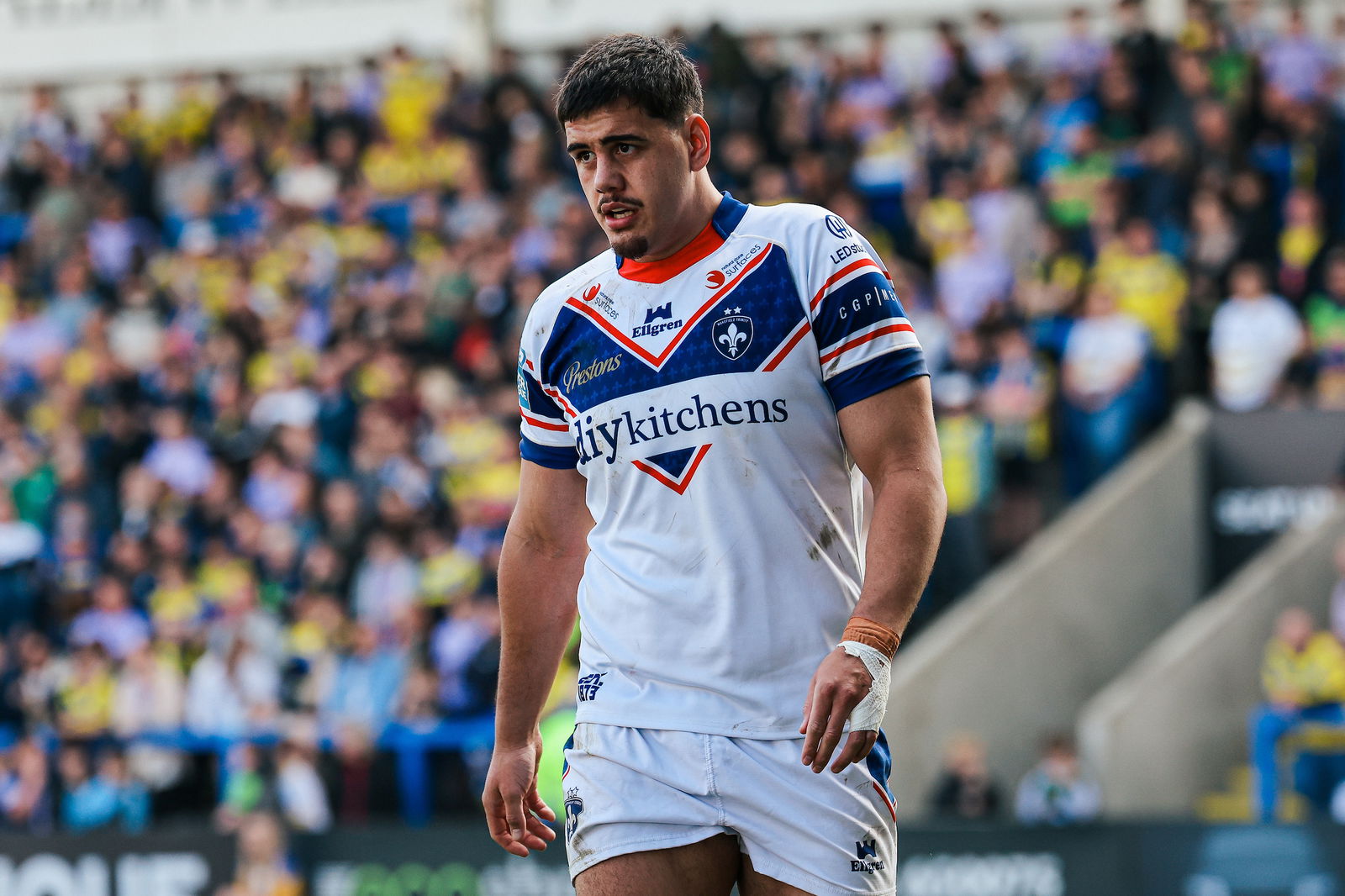 - 09/03/2025 - Rugby League - Betfred Super League: Round 4 - Warrington Wolves vs Wakefield Trinity - Halliwell Jones Stadium, Warrington, England - Caleb Hamlin-Uele of Wakefield Trinity