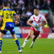 St Helens Moses Mbye in action against Warrington Wolves