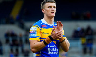 Leeds Rhinos captain Ash Handley applauds the fans