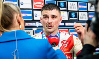 Former St Helens half Lewis Dodd being interviewed