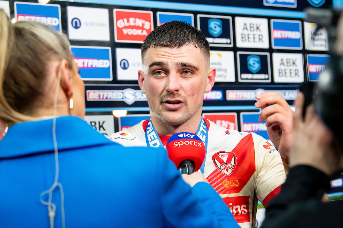 Former St Helens half Lewis Dodd being interviewed