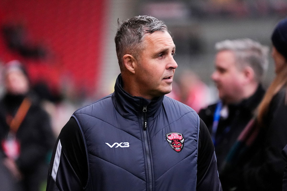 Salford Red Devils boss Paul Rowley on the sidelines