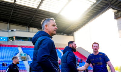 Catalans Dragons v Salford Red Devils as boss Paul Rowley looks on