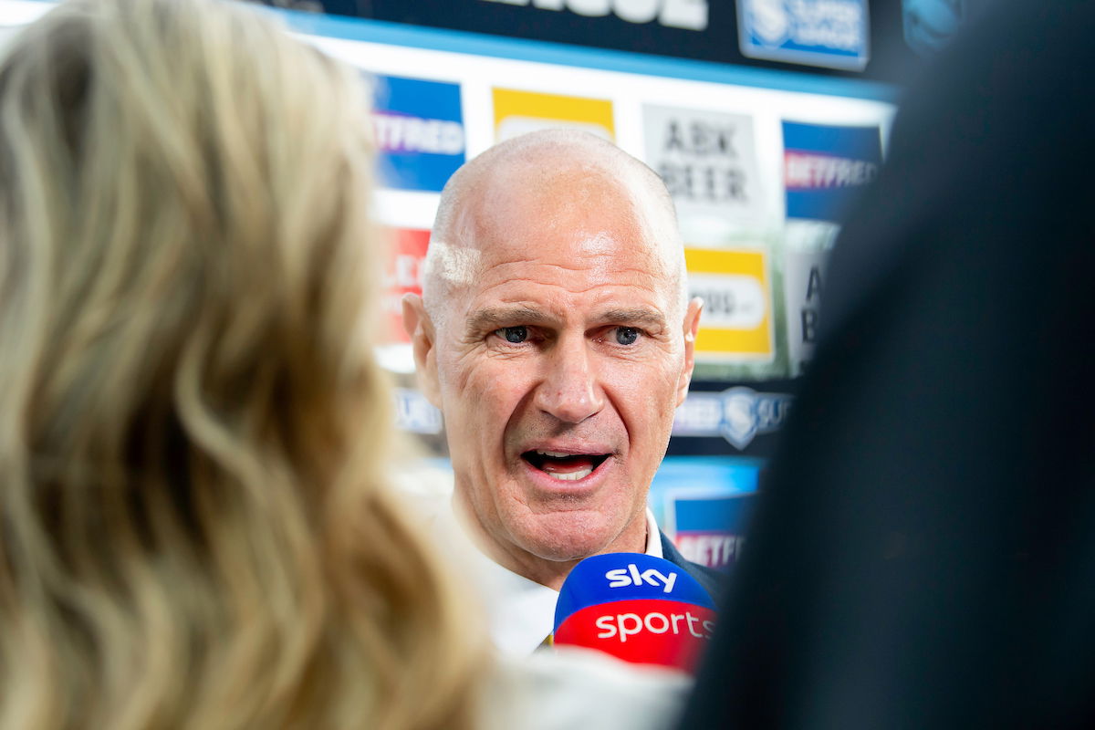 Leeds Rhinos v Wakefield Trinity as Rhinos coach Brad Arthur is interviewed