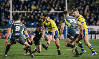 Warrington Wolves player Oli Leyland in action