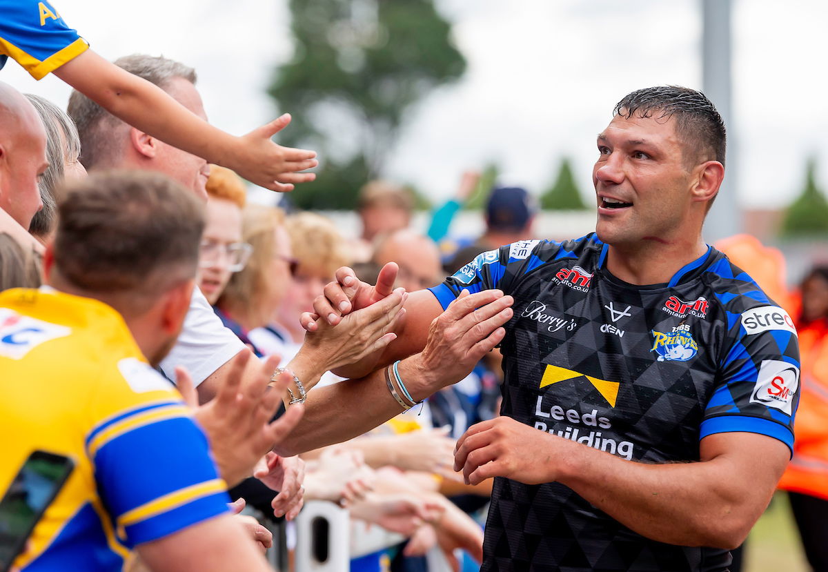 Leeds Rhinos winger Ryan Hall greets fans as rugby league fans share thoughts