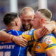 Leeds Rhinos celebrate a try in win over Salford Red Devils