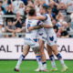 Wakefield Trinity celebrate a team try