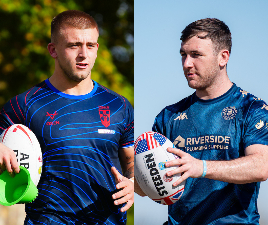 Mikey Lewis of Hull KR and Harry Smith of Wigan Warriors