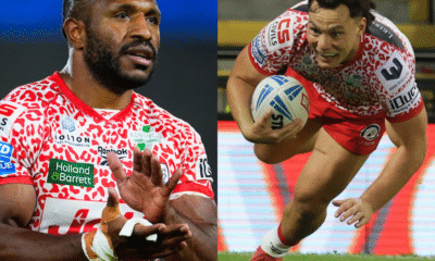 Edwin Ipape and Lachlan Lam of Leigh Leopards